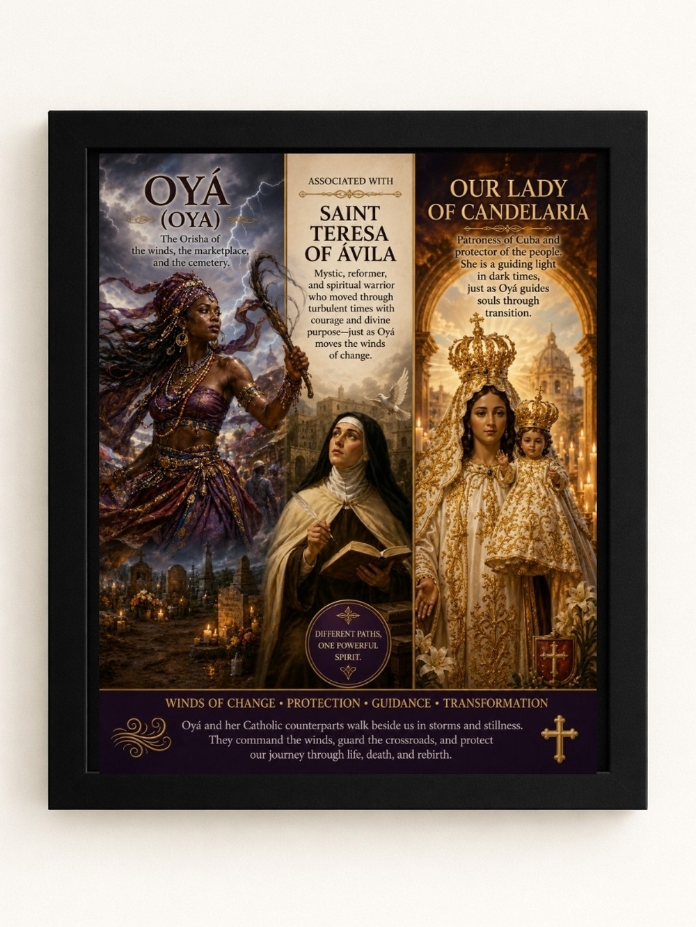Spiritual Triptych A.I. Art Print 8x10 Frame